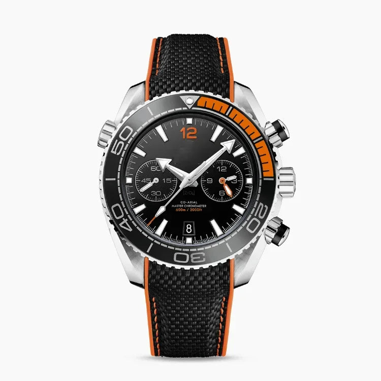 Luxury Diver-Style Multifunction Watch 42mm, Sapphire Crystal & Ceramic Bezel, Automatic Chronograph with Date/Week, 30M Waterp