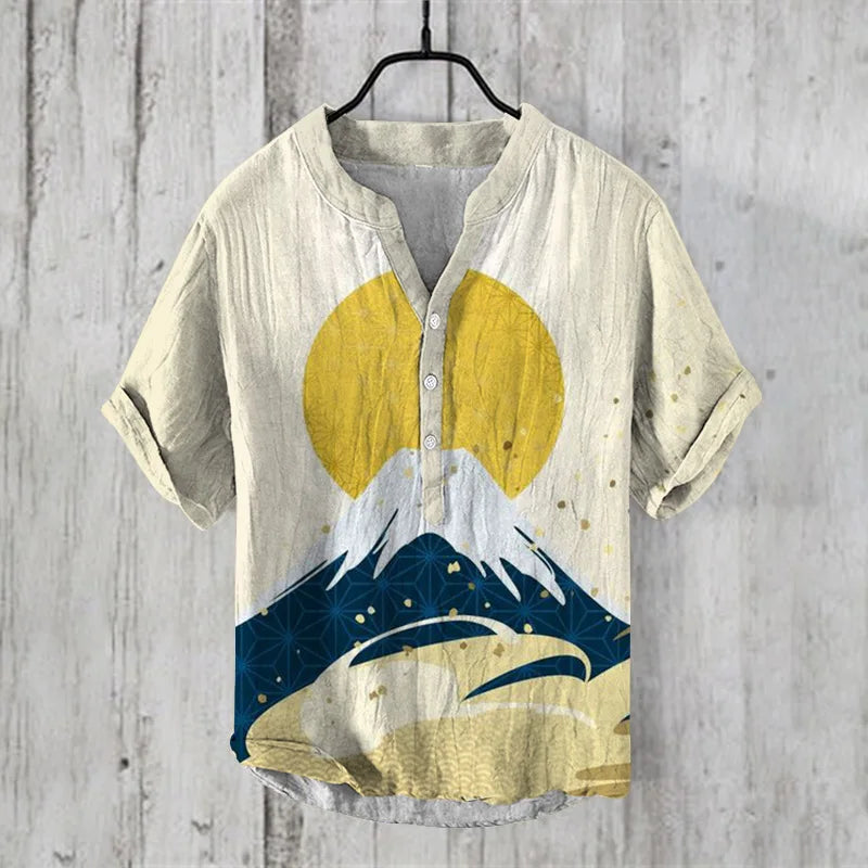 Men Clothes Fashion Summer Men's Clothing Casul T-Shirts Short Sleeve Henry T-Shirt Print Short Seleves Tops Men's Clothing
