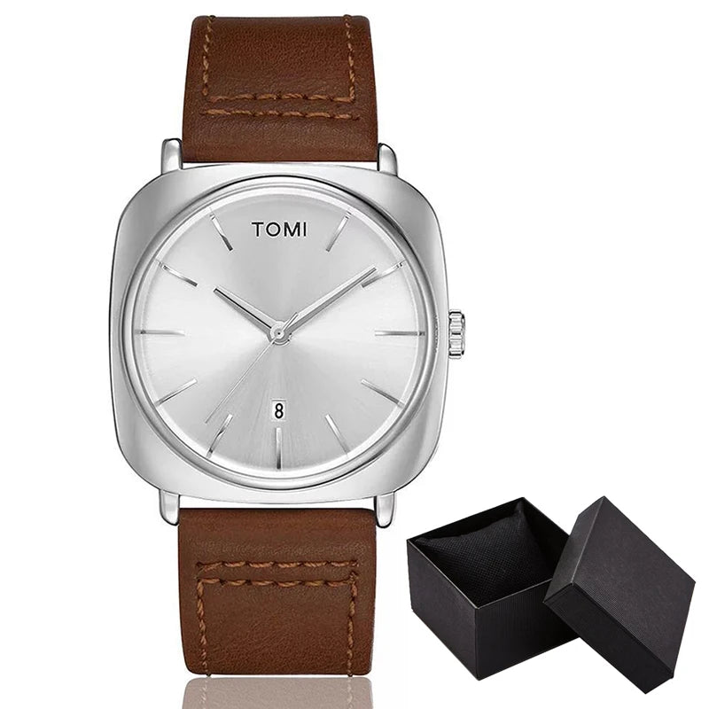 Elegant Watch for Men Simple Style Men Quartz Wrist Watches Casual Leather New Wristwatch Minimalist Black White Brown Man Clock