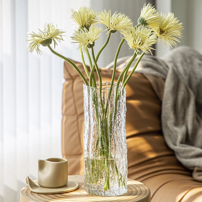 Transparent Glass Vase Flower Arrangement Art Dried Fresh Flowers Roses Office Desktop Living Room Bedroom Wedding Dining Room