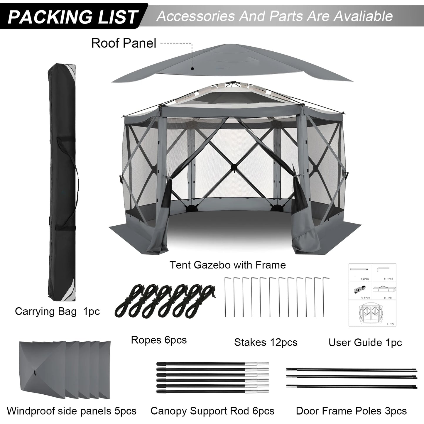 Pop up Gazebo Screen Tent Screen House for Camping,12x12FT Screen Room with Removable Roof,Outdoor Screened Gazebo Hub Tent