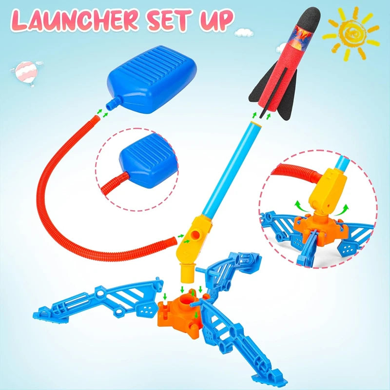 Toy Rocket Launcher for Kids, Foam Rocket & Air Launch Pad, Fun Outdoor Activitie Sport Game for Children