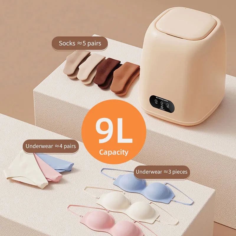Mini Washing Machine,9L Capacity,Portable Home Dormitory Underwear Socks Elution Washer,3 Major Cleaning And Care Modes