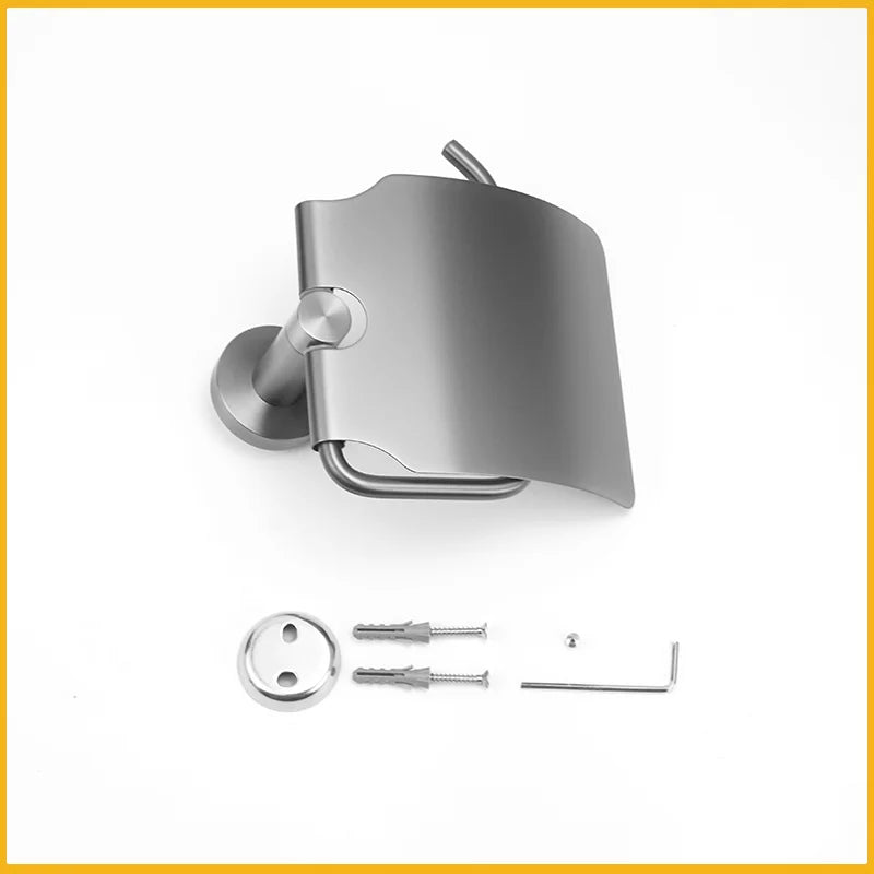 Grey Bathroom Hardware Set Accessories Kit Stainless Steel Round Wall Rack Hand Bar Toilet Roll Paper Holder Robe Towel Hook