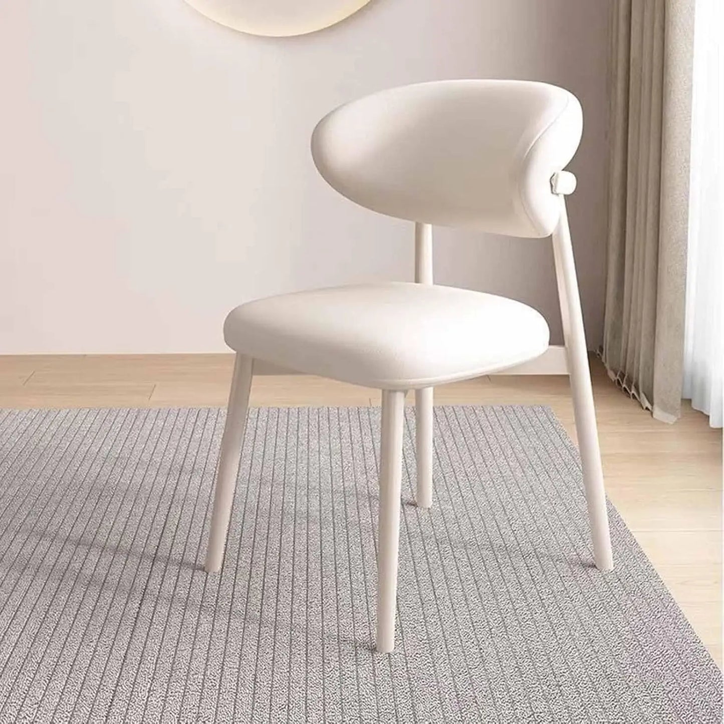 Cafe lounge chair, upholstered dining chair, curved back cushion, modern armless dining side chair