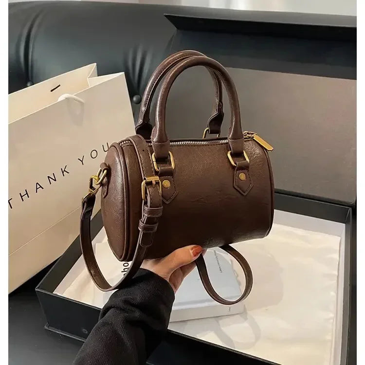 Women Vintage Boston Bag Casual Fashion Crossbody Women's British Style Top-Handle Simple Female Shoulder Bag for Girl
