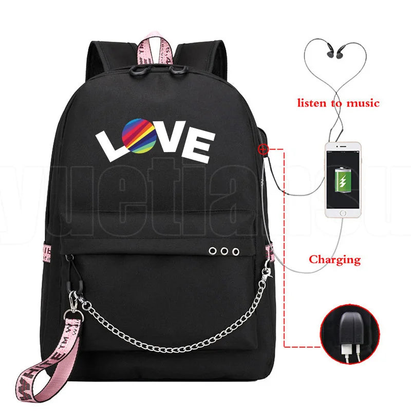 Popular Youthful School Bag Unisex Now United Travel Bags Usb Rechargeable Oxford Waterproof Notebook Shoulder Backpacks