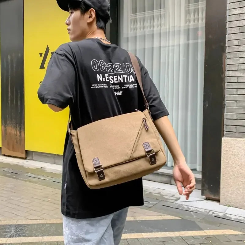 Men Briefcase Crossbody Shoulder Bags Male Messenger Bags Boy Canvas Bags for Travel Business Books Large capacity shoulder bag