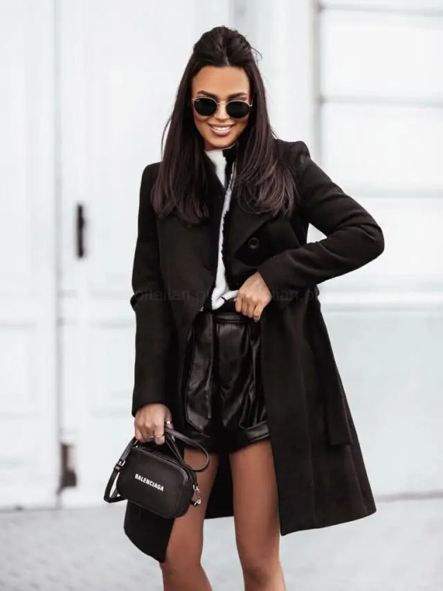 Women's Clothing Autumn and Winter New Fashion Commuter Solid Color Double-breasted Woolen Jacket