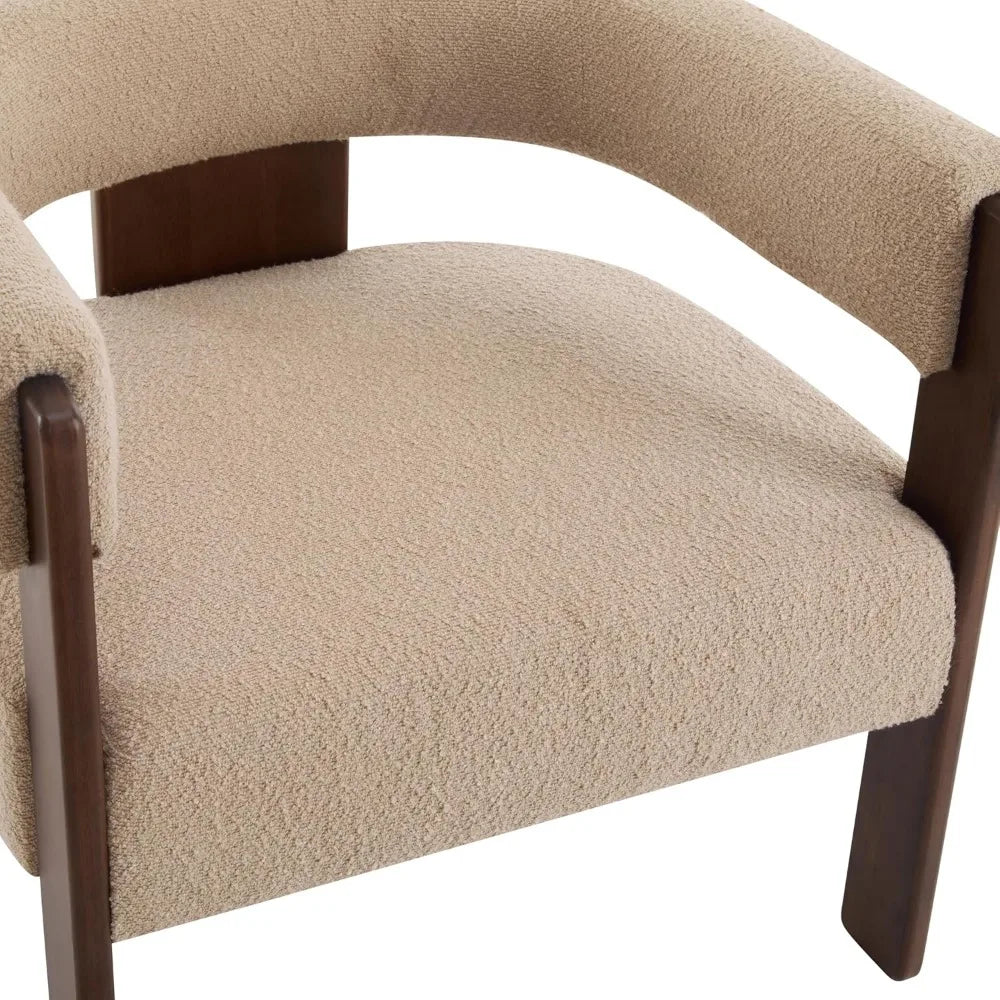 Christopher Knight Home Nettie Modern Accent Chair for Living Room, Boucle Fabric Single Lounge Sofa Chair with Wooden Frame, Co