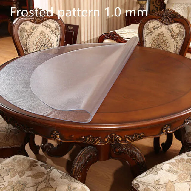 Round Tablecloth Transparent Soft PVC Waterproof Oilprpoof Living Room Dining Tables Kitchen Desk Protector Home Decor 1.0mm