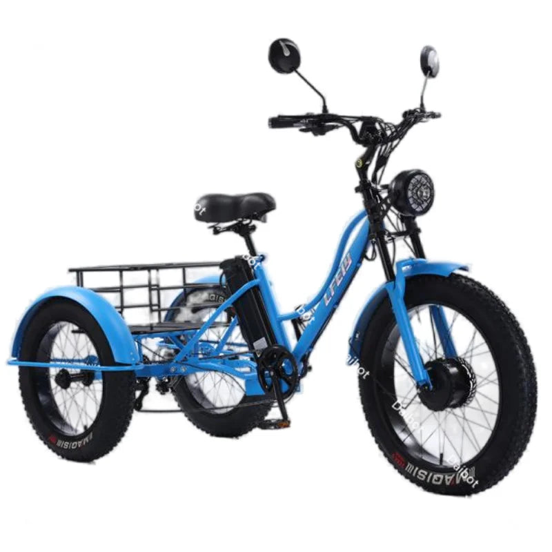 New 3 Wheel Electric Tricycle Cargo Bike With Passengers Elderly Adults 2 Seat 750W Powerful Off Road Electric Bicycle Mountain