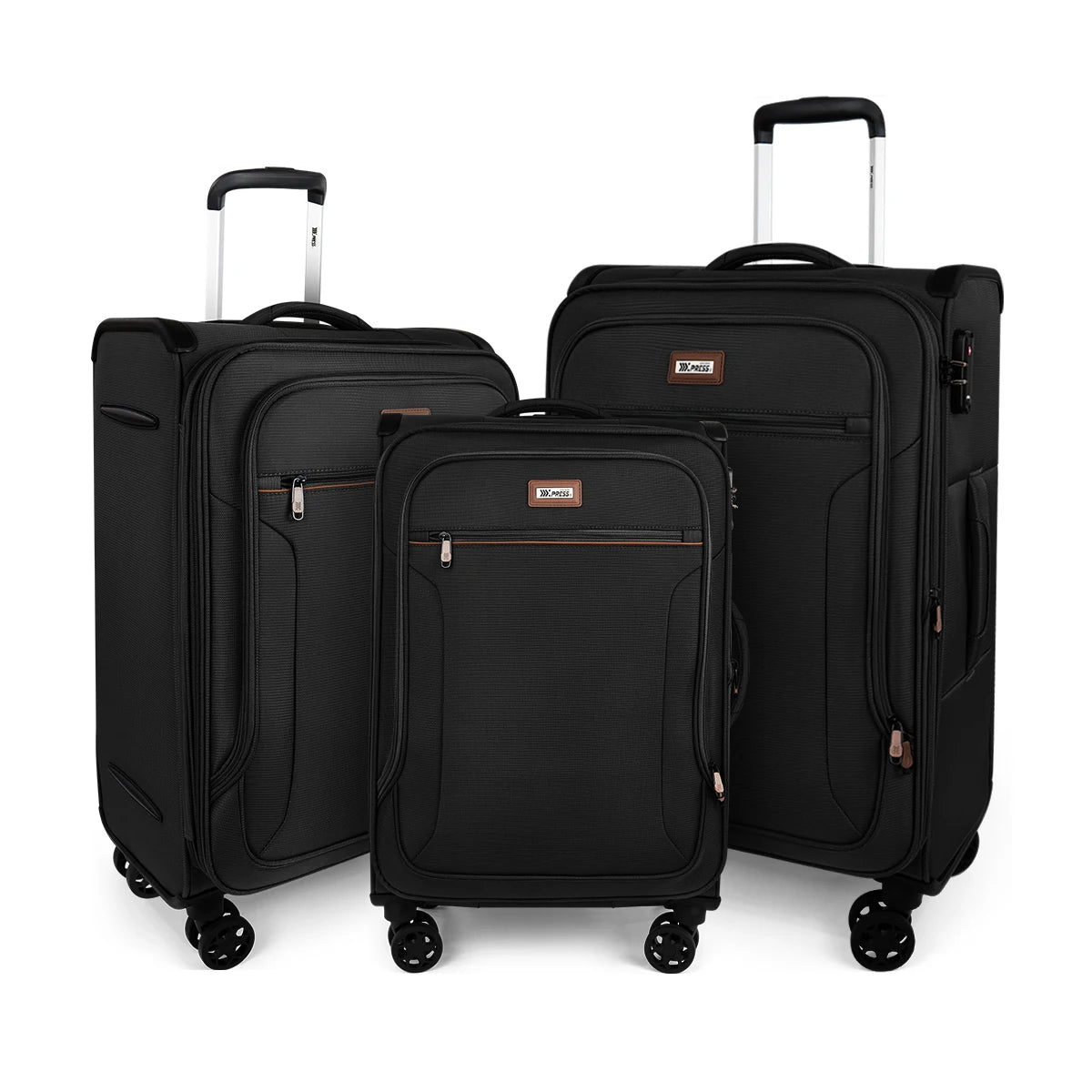 Softside Luggage Expandable 3 Piece Set Suitcase with Spinner Wheels & TSA Lock Softshell Lightweight Luggage Set for Traveling