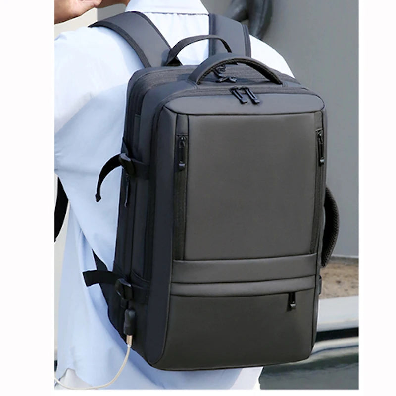 Mens Business Carry On Travel Backpack Flight Approved 40L Expandable Water Resistant 16" Laptop Backpack USB Charging Port