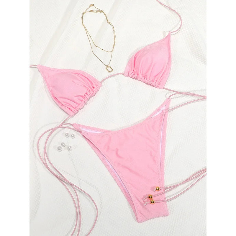 Bikinis Solid Bikinis Low Waist Bathing Suit Women's Swimming Suit 2025 Biquinis Two Pieces Suit Summer Swimwear