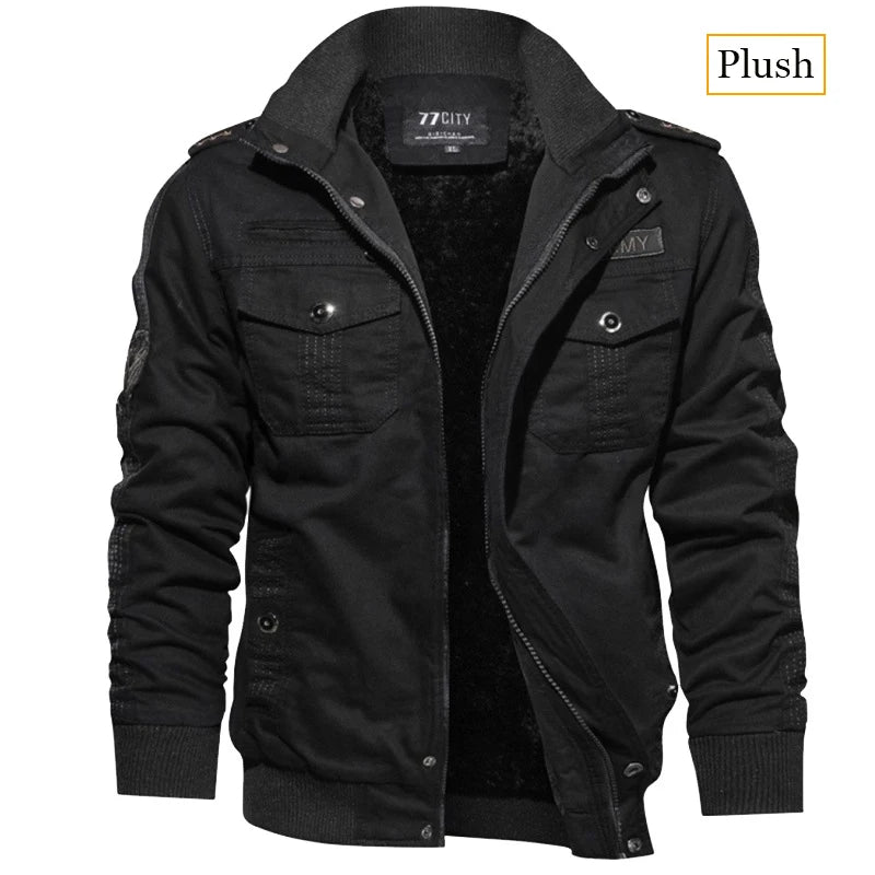 Men's Tactical Jacket Autumn Winter Fleece Tactical Jackets Men Casual Multiple Pockets Windproof Outdoor Workwear Coat