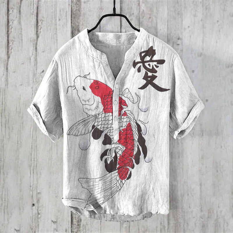 Men Clothes Fashion Summer Men's Clothing Casul T-Shirts Short Sleeve Henry T-Shirt Print Short Seleves Tops Men's Clothing
