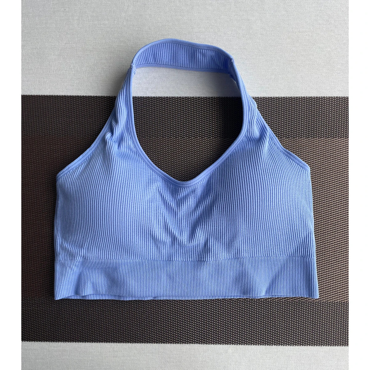 New Limitless Ribbed Seamless Halter Bra Spandex Woman Fitness Elastic Breathable Breast Enhancement Leisure Sports Underwear