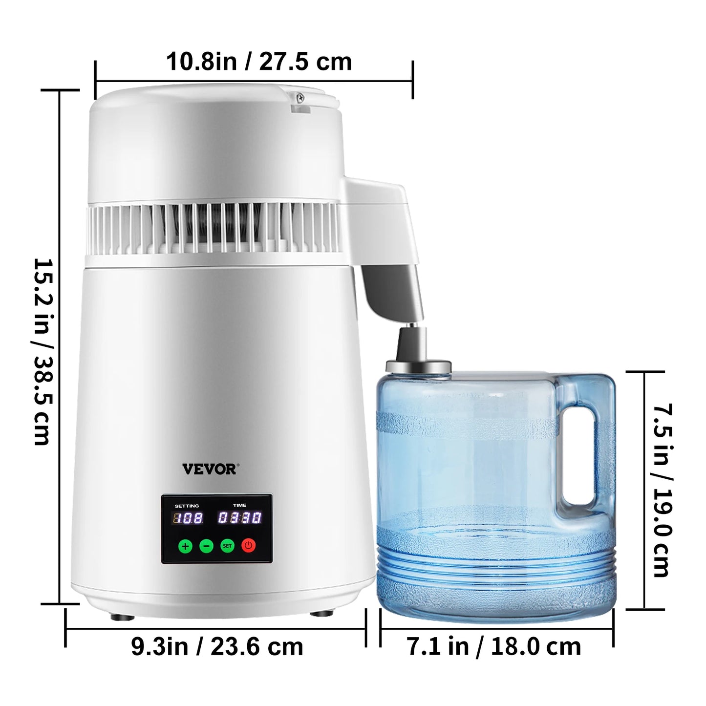 VEVOR 4L Water Distiller Purifier Filter 1 L/H Distilling Speed Dispenser Drinking Bottle Softener Touch Screen Home Appliance