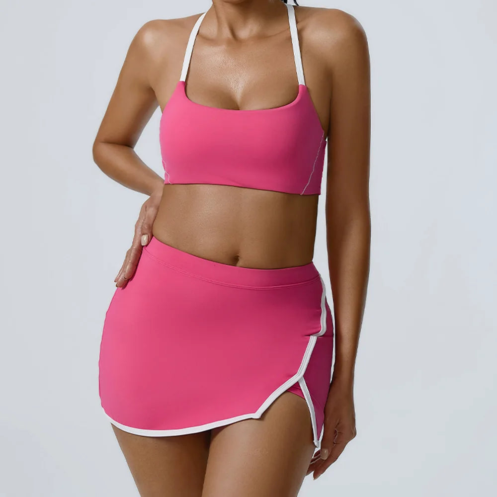 Yoga Women Workout Bra and Shorts Two Piece Patchwork Open Back Elastic Fitness Yoga Outfit Sport Set Women