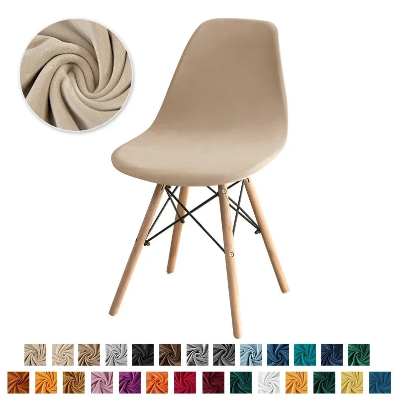 1PC Stretch Velvet Shell Chair Cover Armless Dining Chairs Covers Short Back Curved Seat Covers Hotel Party Banquet Decor