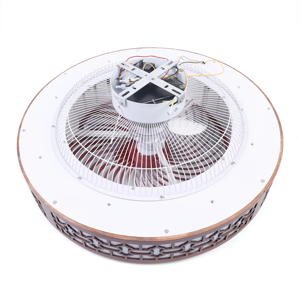 22" LED Ceiling Fan Light Chandelier Fan Lamp w/Remote Control Semi Flush Mount