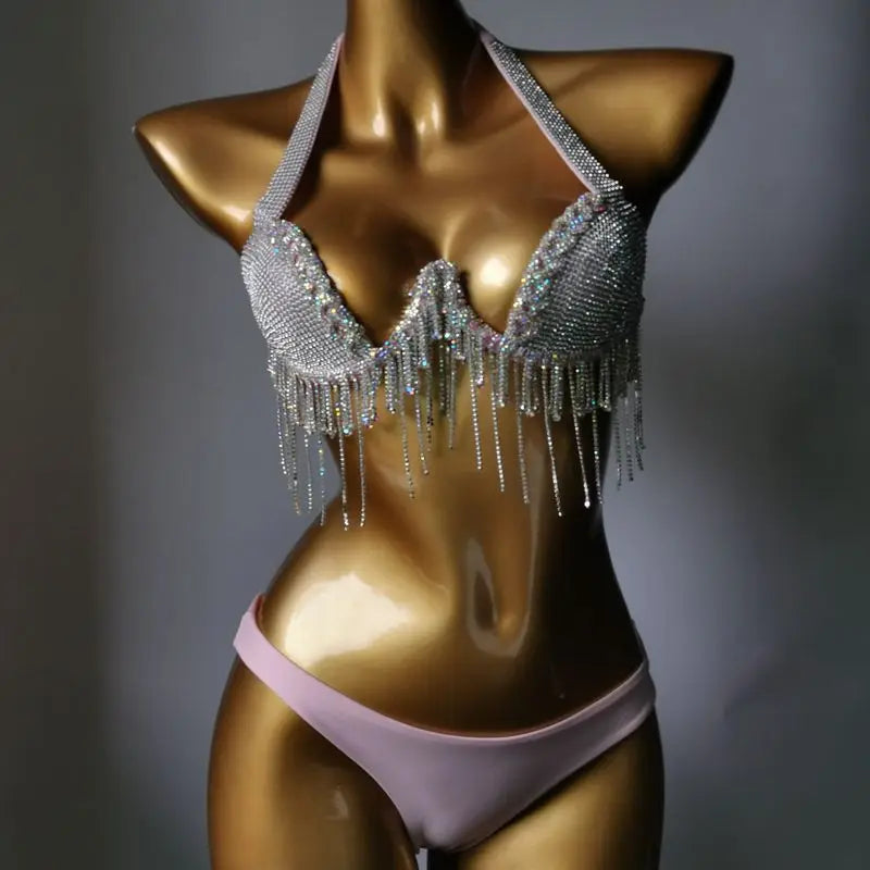 2023 newest crystal bikini swimwear fashion bar bikini blingbling swimwear bikini popular bathingsuit bikini