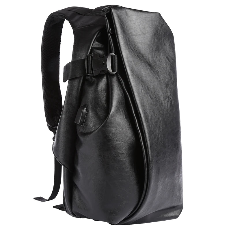 Men Leather Backpack, Waterproof Laptop Backpack, Large Capacity Business Backpack with USB Charging, Male Travel Sport Daypack