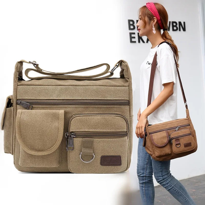 Men's canvas bag Large capacity shoulder bag Casual messenger bag Canvas bag Travel bag