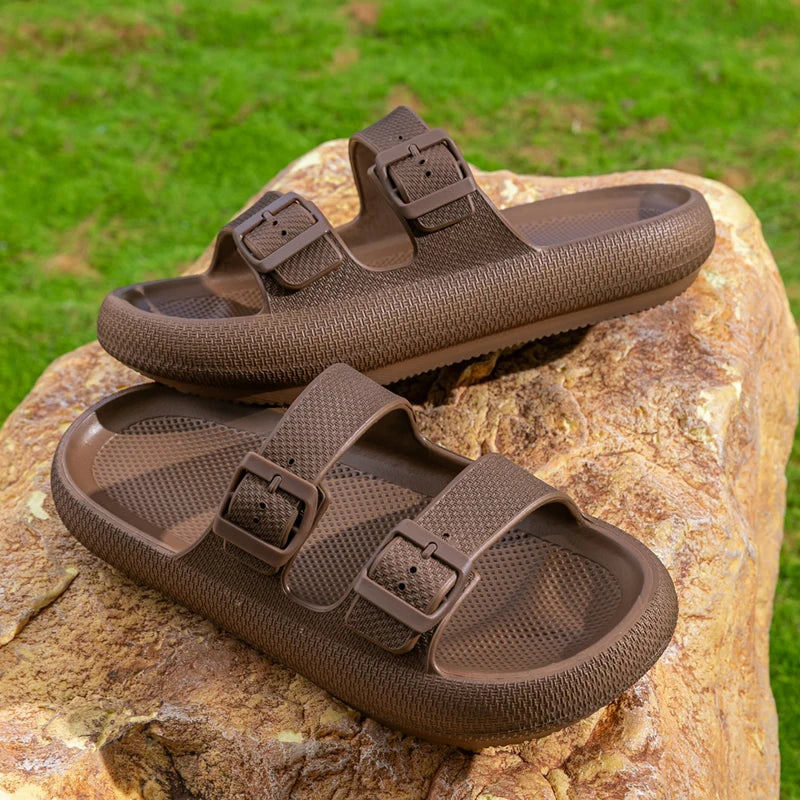 Men's Lightweight Open-Toe Slide Sandals Non-Slip Bathroom Flip Flops with Comfortable Arch Support,Trendy Casual Summer Shoes