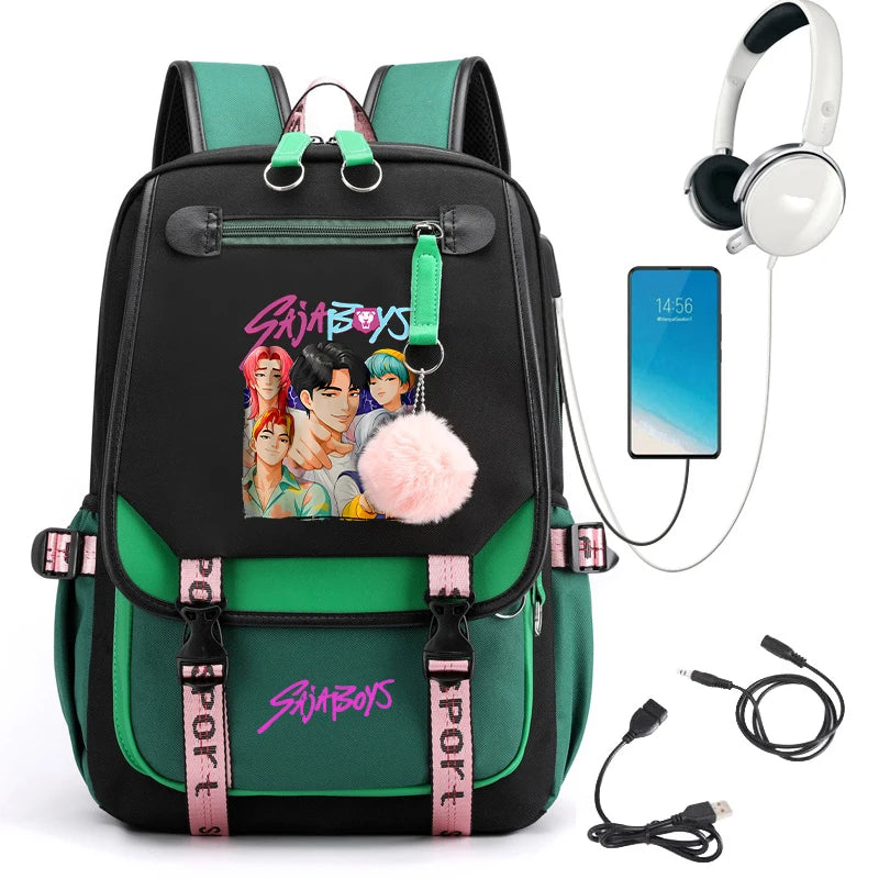 2025 New Back To School Backpack for Girls Boys Teenager KPop Demon Hunters Fashion Usb School Bags Travel Backpacks Mochila