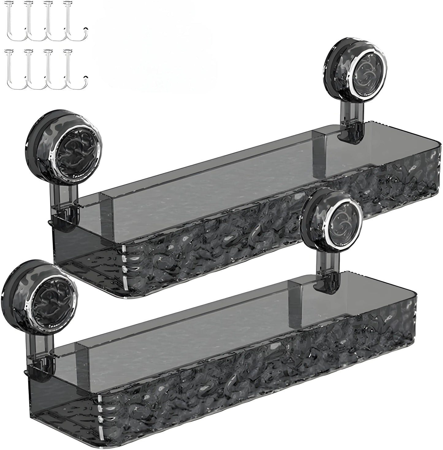 Corrugated Suction Cup Storage Holder Light Luxury Style Glacier Pattern Suction Cup Shelf No-Drill Bathroom Suction Storage Box