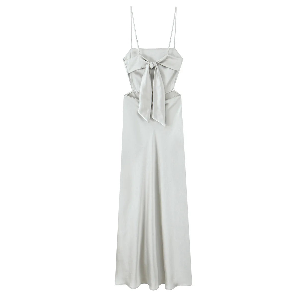 Women's Clothing 2025 Summer New Item Women's Silk Satin Long Skirt Sexy Suspender Tie Decoration Back Elegant Temperament