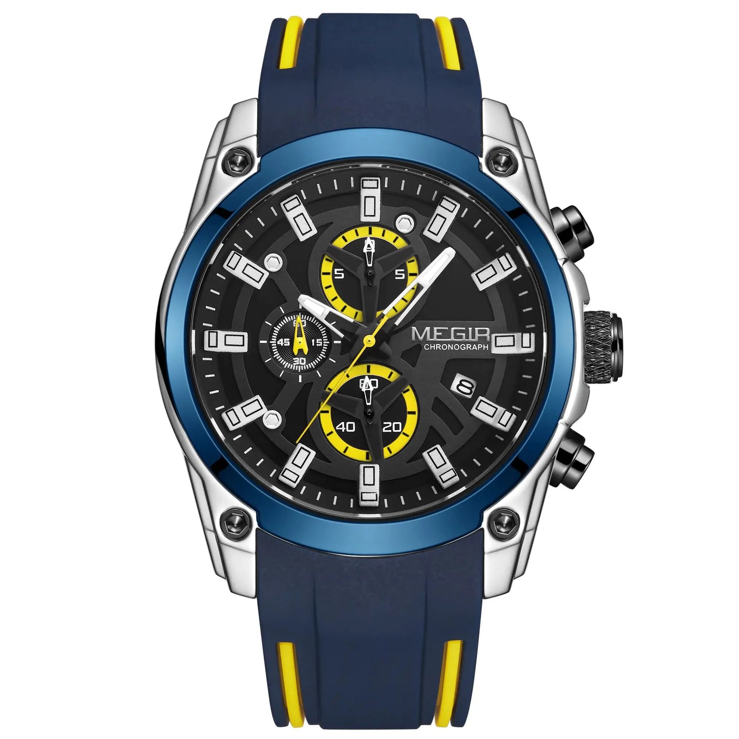 MEGIR Men's Watches Top Brand Luxury Sport Military Wristwatch Chronograph Luminous Date Quartz Watch Silicone Strap Male Clock