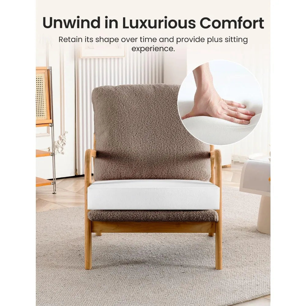 Mid Century Modern Accent Chairs for Living Room, 23” Wide Comfy Chair for Bedroom, Small Cozy Sherpa Reading Chairs for Adults,