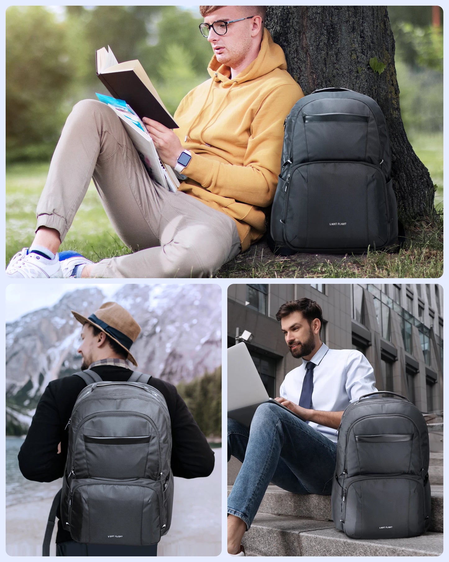 BAGSMART 40L Large Capacity Waterproof Backpacks USB Charging 17.3'' Laptop Bags Multifunctional Business Travel Bag for Men