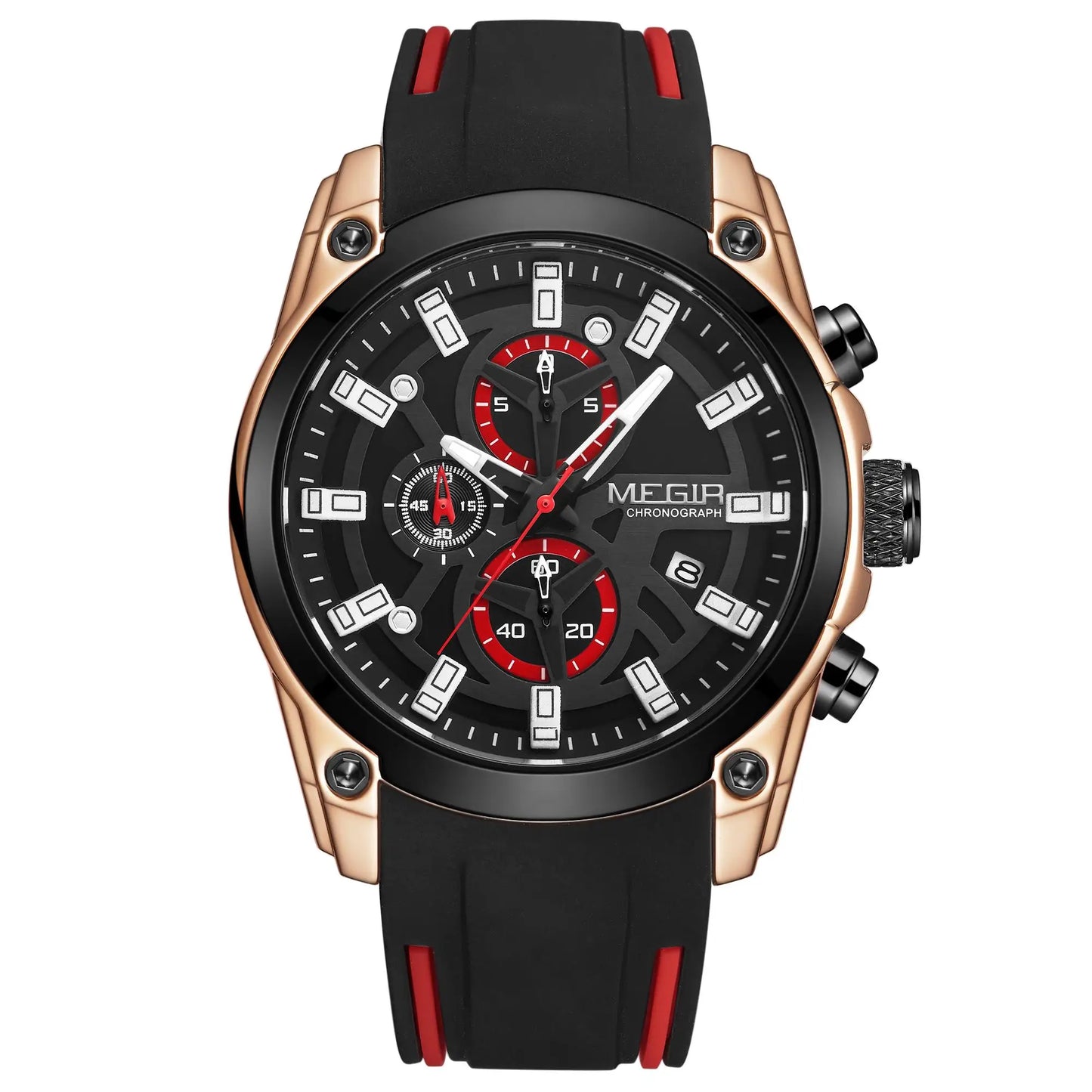 MEGIR Men's Watches Top Brand Luxury Sport Military Wristwatch Chronograph Luminous Date Quartz Watch Silicone Strap Male Clock
