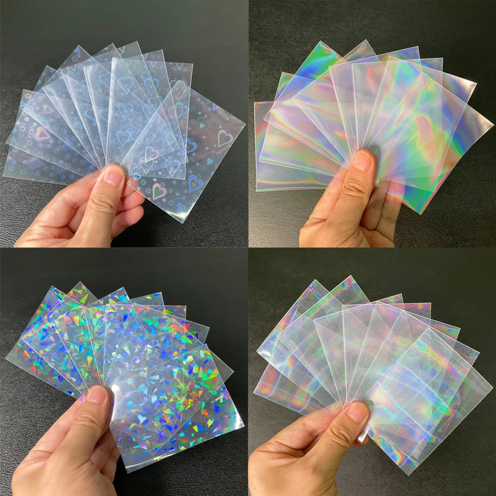100pcs/Lot Heart-shaped Foil Laser Top Loading TCG Card Sleeves YGO Board Game Photo Protector Trading Cards Shield Cover