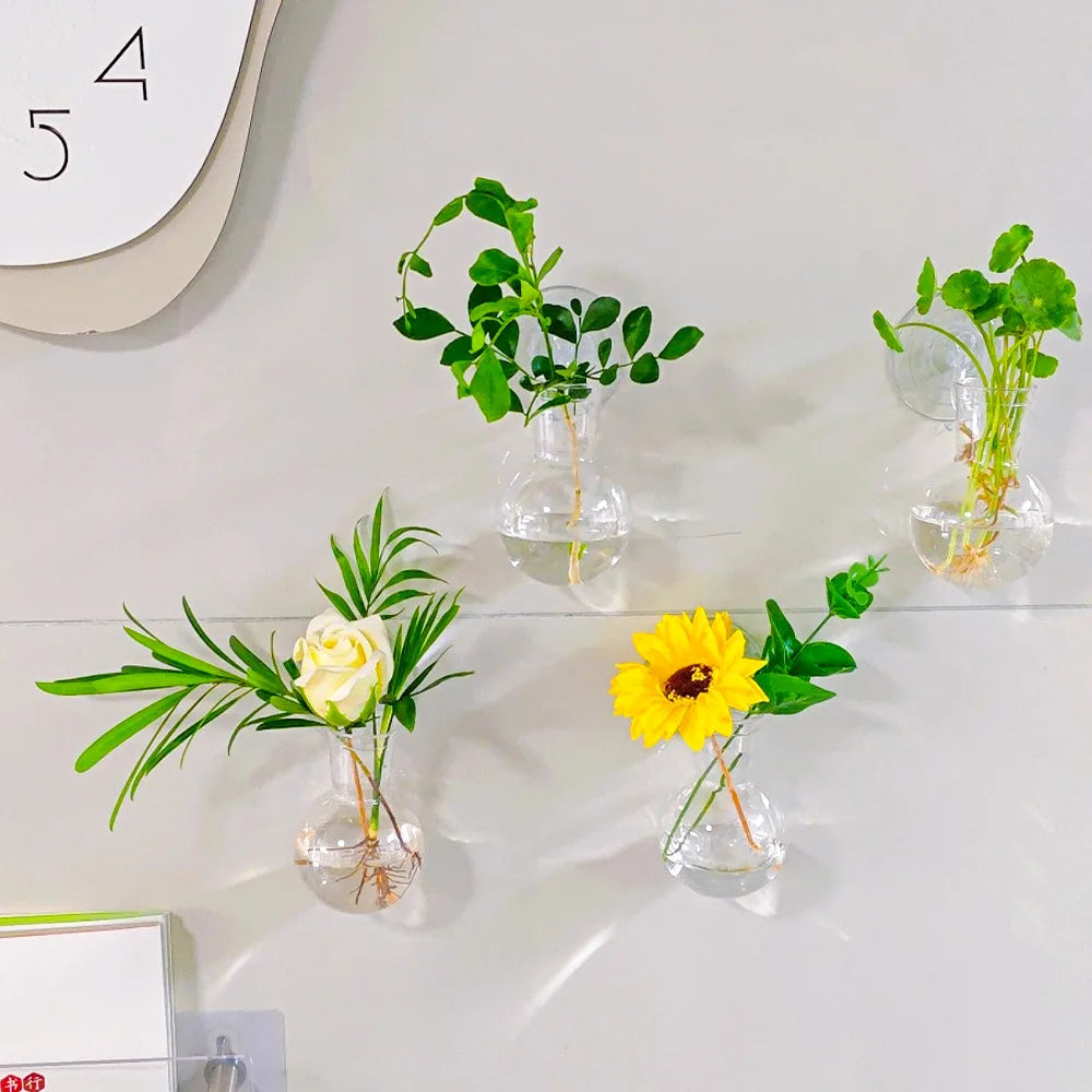 Creative Semi Circular Class Wall Mounted Vase Flower Plate Plant Hydroponic Aquarium Wall Fish Tank Aquarium Home Decoration