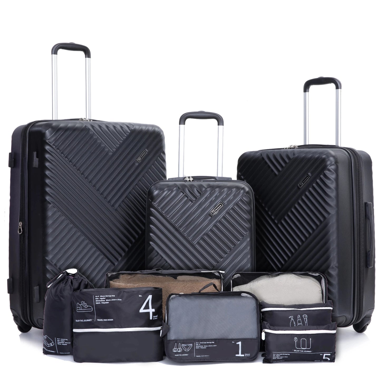 Luggage Sets 3 Piece with Double Spinner Wheel,Suitcase Set PC Hard Case with TSA Lock and Organizer Storage Bags