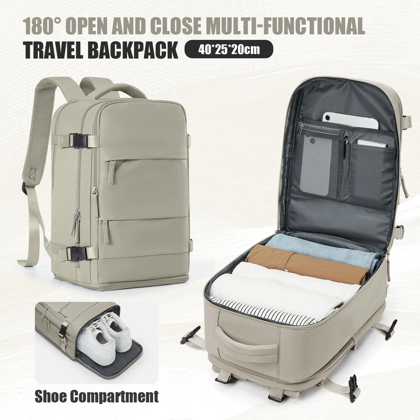 Cabin Airplane 40x20x25 Travel Backpack Anti Theft Backpack 15.6inch Portable Backpack Notebook Bag, Men Casual Hiking Backpack