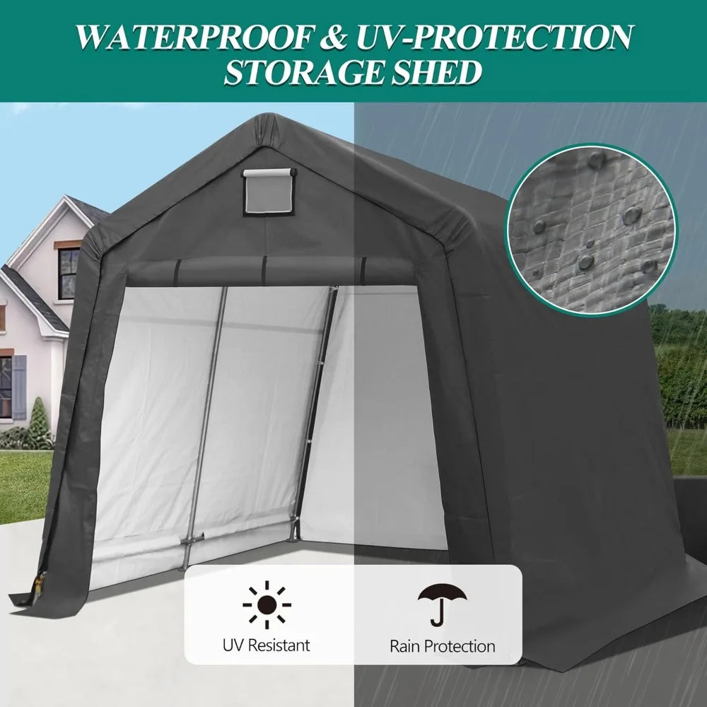 10' x 10' Outdoor Storage Shelter - Heavy Duty Storage Tent with Roll-up Ventilated Windows, Portable Garage Zipper Storage shed