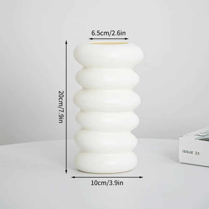 Modern Flower Vase Plastic Plants Pot White Imitation Ceramic Flower Vases Flower Arrangement Home Living Room Wedding Decor