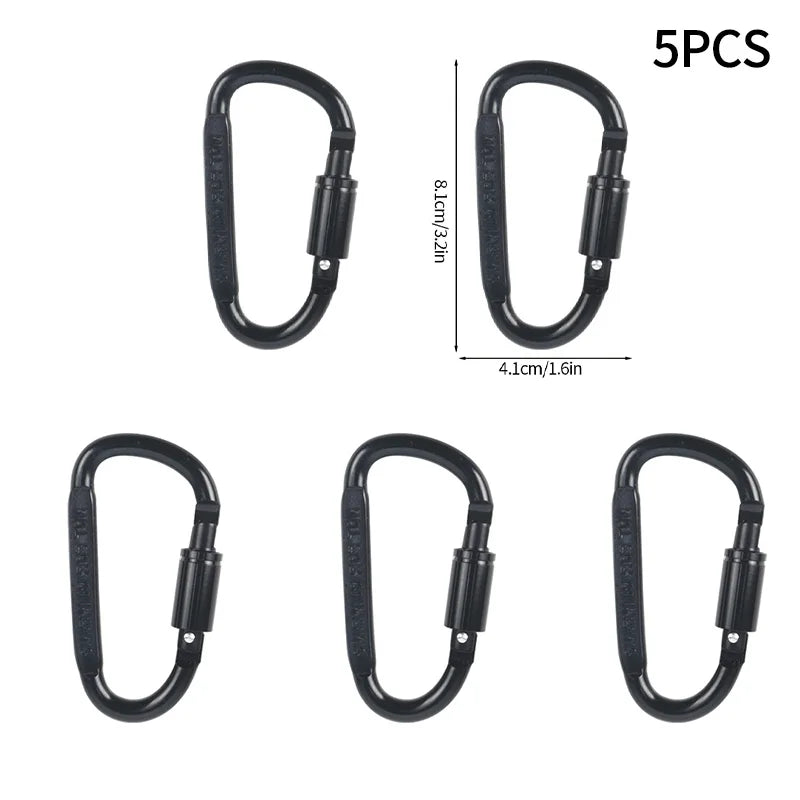 1/5 Camping Backpack Keychain Tent Hook Survival Buckle Tactical Carabiner Aluminium Alloy Mountaineering Buckle Camping Tool