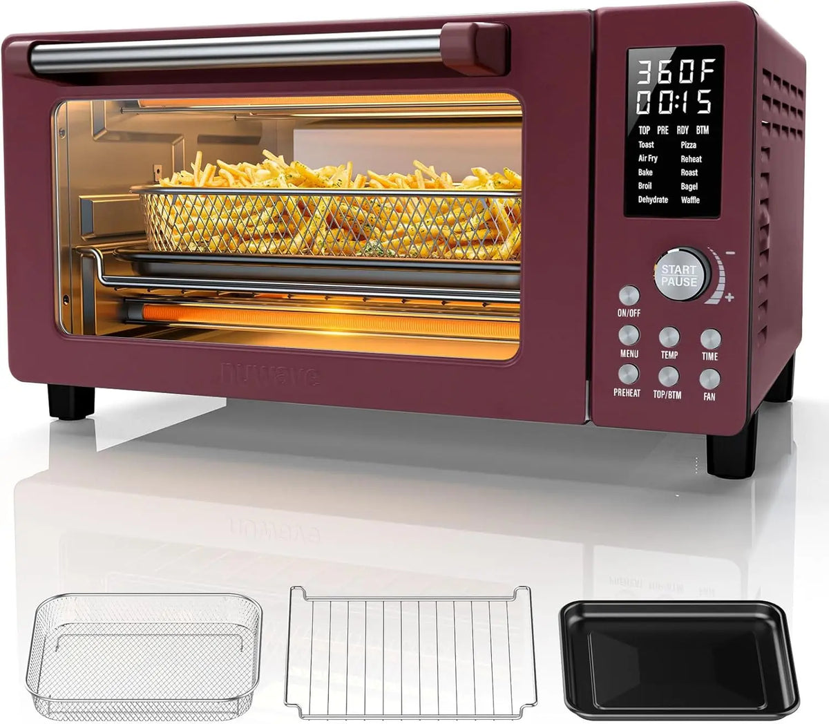 Bravo Pro 10-in-1 Air Fryer Toaster Oven, 21Qt, Stainless Steel, 50-450°F, PFAS Free