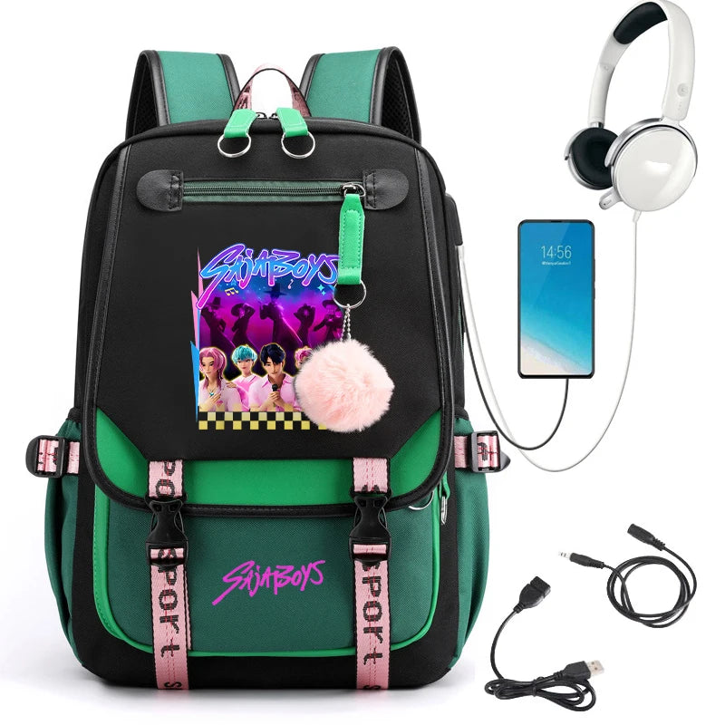 2025 New Back To School Backpack for Girls Boys Teenager KPop Demon Hunters Fashion Usb School Bags Travel Backpacks Mochila