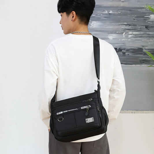 Men'S Waterproof And Wear-Resistant Messenger Bag With Multiple Pockets And Large Capacity Shoulder Bag Casual Business Bag Male