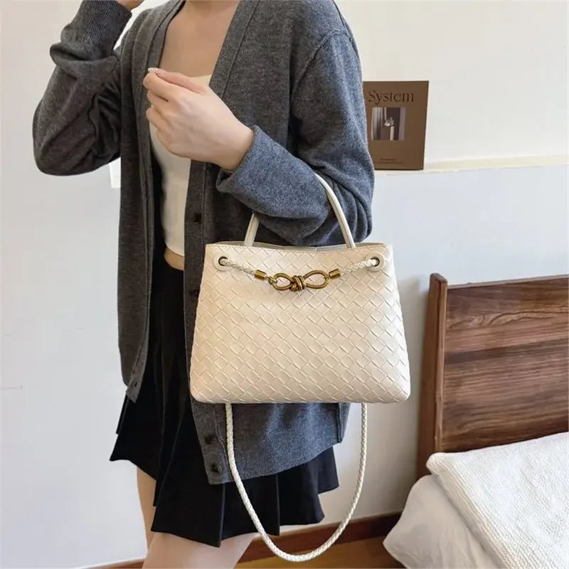 Women's Bag 2025: Fashionable, Casual and Elegant, Niche Woven Texture, Simple and Portable, Shoulder Crossbody Bag, Handbag