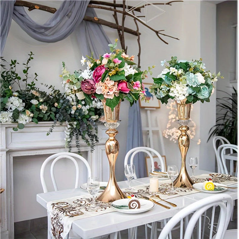 Set of 2/10 Crystal Flower Stands, 22 英寸 Tall Vases, Metal Centerpiece Vases for Table Decoration, Christmas, Party Decoration