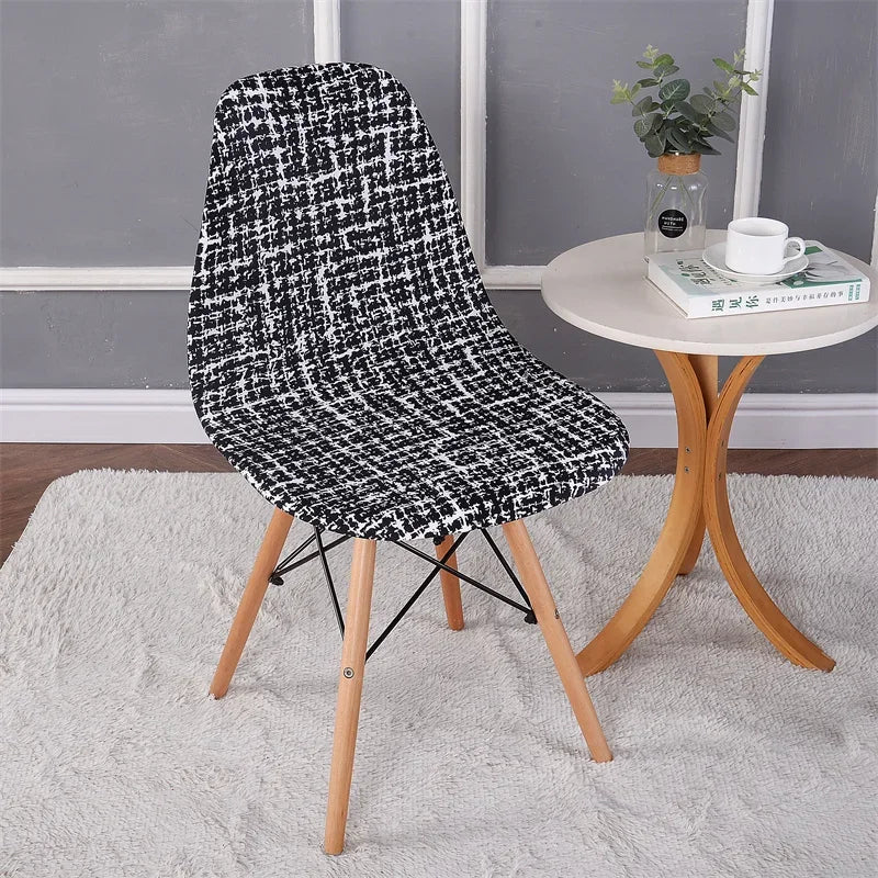 1PC Elastic Shell Chair Cover Stretch Armless Dining Chairs Slipcovers Geometric Spandex Seat Covers for Kitchen Hotel Office